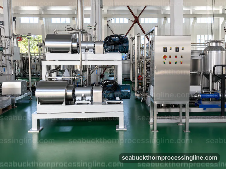 Industrial Sea Buckthorn Juice Line: Process Scope And Configuration Interface industrial sea buckthorn juice line, process scope and configuration: crushing with seed and skin separation section connection view