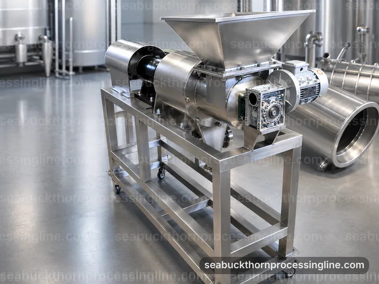 Industrial Sea Buckthorn Juice Line: Hygienic Design Interface industrial sea buckthorn juice line, hygienic design: crushing with seed and skin separation section connection view