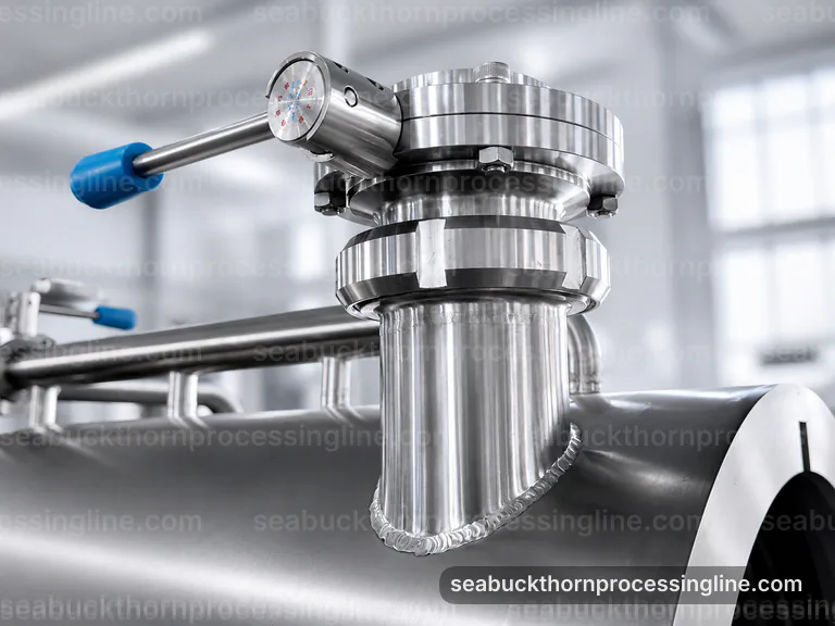 Industrial Sea Buckthorn Juice Line: Feed And Output Handling Interface industrial sea buckthorn juice line, feed and output handling: crushing with seed and skin separation section connection view
