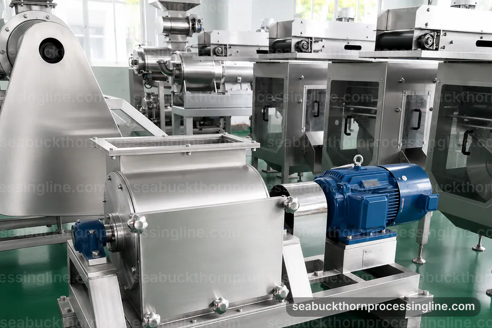 industrial sea buckthorn juice line, proposal requirements: crushing with seed and skin separation section operating stage