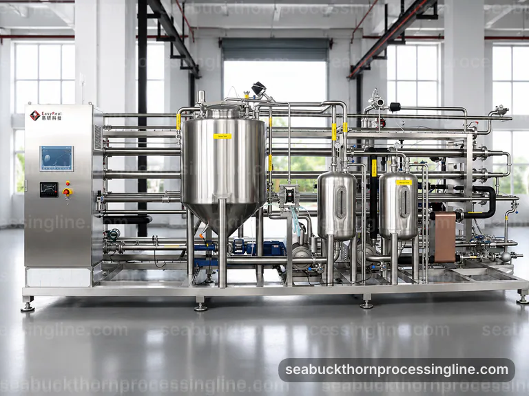 industrial sea buckthorn juice line, performance troubleshooting: oil tolerant berry separator connection view